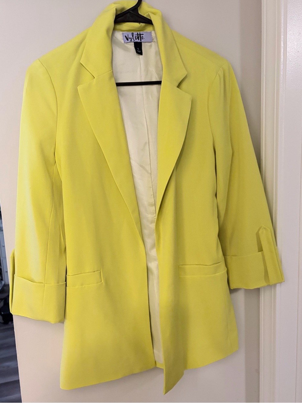 Violette Lemon Yellow Open-Front Blazer